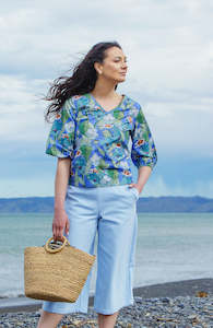 Tops: Helena Top - Light Blue Floral