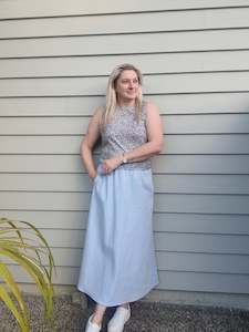 Molly Skirt - Blue light denim cotton