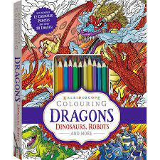 Hinkler: Kaleidoscope Colouring Kit: Dragons, Dinosaurs and Robots