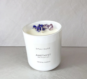 Opal Sage: Opal + Sage - Large Amethyst Candle