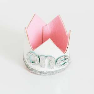 Love Sunshine: L & S White Crown with Silver Ribbon