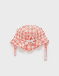 Baby Accessories: Gingham Sunhat - Coral