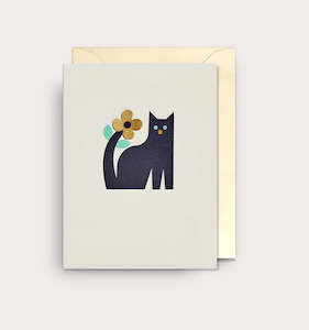 Lagom Design: Floral Black Cat Mini Card