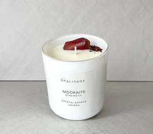 Opal + Sage Mookaite Jasper Crystal Candle Large Jar - White Gloss
