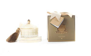 Home Fragrance: Cote Noire Cream & Gold Art Deco Candle w/ Tassel