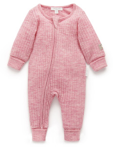 Pure Baby: Pink Merino Growsuit