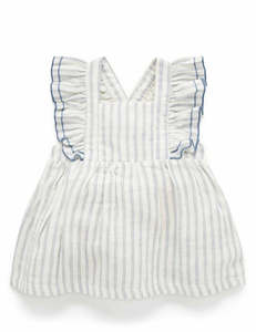 Baby And Child: Ruffle Dress Bodysuit - Fine Stripe