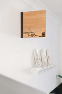 Ply Signs: Order Coffee Here - Recycled Rimu Sign