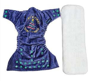 Nappies Wetbags: BeBops Reusable cloth Nappy Baby's first Christmas Dark Blue