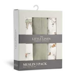 Bath Skin Care: LITTLE LINEN MUSLIN WRAP 3PK - FARMYARD LAMB