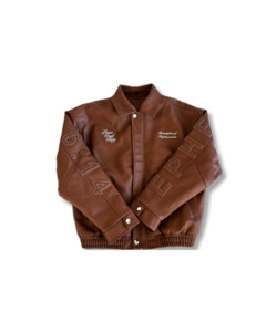 Christian Streetwear: 'Breastplate of Righteousness' Leather Jacket in Brown