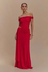 Size 14: Brooklyn Mesh Maxi Set in Ruby