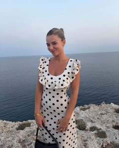 Luna Dress with Polka Dots in White/Black