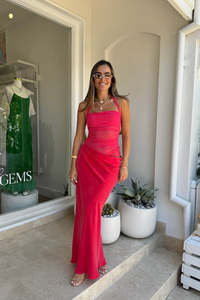 Gina Halter Maxi Dress in Watermelon