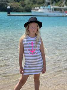 Kids 1: Kids LKW Anchor Dress - Grey
