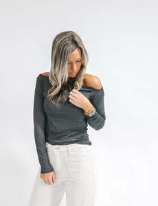 Tops Shirts: Elodie Top - Charcoal