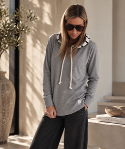 Sale: Stripe Contrast Hood - Grey