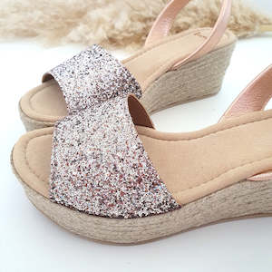 Black Friday 1: MIDI ESPADRILLE WEDGE CHAMPAGNE GLITTER - SIZE 36 & 41