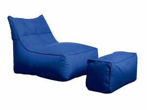 1200D Oxford Outdoor Bean Bag Lounger with Footstool - Blue