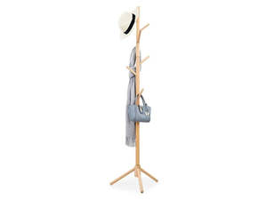 Small Fruniture: Solid Wood Coat Rack with 8 Hooks - Nature