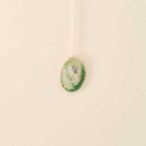 Sale: Flowers in Envelope Etched Green Agate Wall Hanging