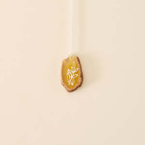 Sale: Crystal & Foliage Etched Orange Agate Wall Hanging