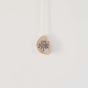 Sale: Sun & Moon Etched Grey Agate Wall Hanging