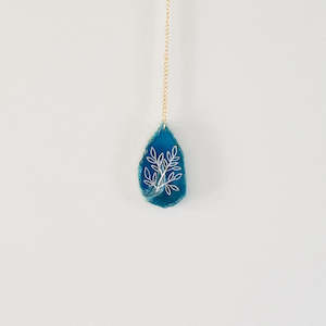 Sale: Foliage Etched Blue Agate Wall Hanging