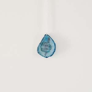 Decor: Snake Etched Blue Agate Wall Hanging