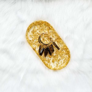 Sale: Smoky Quartz Gold Slab Hoop Earrings