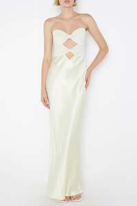 21st: Halle Strapless Dress in Ice Yellow.