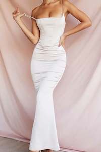 21st: Olivette Crystal Satin Maxi Corset Dress