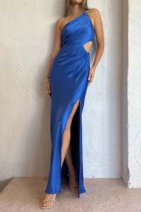 Dresses: Oliviera Gathered Asymmetric Maxi Dress In Strong Blue