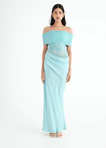 New Arrivals: Nico Off Shoulder Maxi Dress in Aquamarine