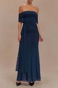 New Arrivals: Arna Off Shoulder Crop Top & Maxi Skirt in Midnight Blue