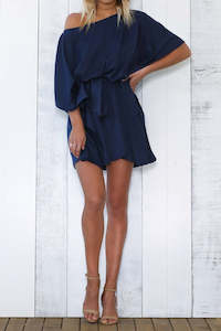 Sateen Dress in Navy