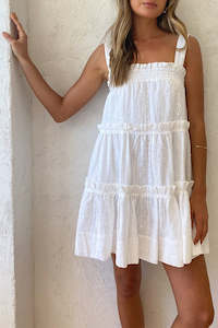 Cosmo Linen Tiered Frill Mini in Rice