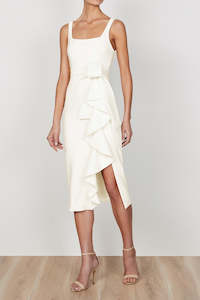 Hens: Georgie Square Neck Midi Dress in Ivory
