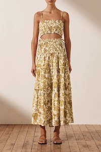 Bump Friendly: Saffron Shirred Bralette & Tiered Skirt