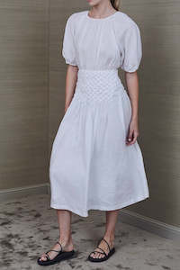 Bump Friendly: Avery Midi Dress in Ivory