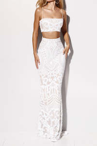 Sets Separates: Mon Cherie Sequin Crop & Skirt - ( Shorter length )