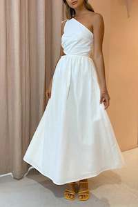 Gabriella One Shouldered Dress in White