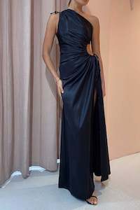 One Shoulder: Nour Maxi Dress in Black