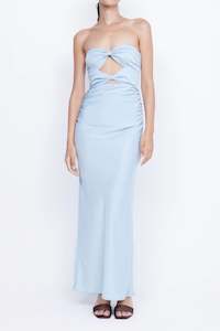Strapless: Rochelle Twist Strapless Dress in Blue