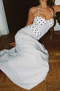 New Arrivals: Marguerite Halter Maxi Dress White Polka
