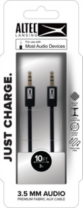 AL Aux 3.5mm to 3.5mm Fabric Cable - Black Cable