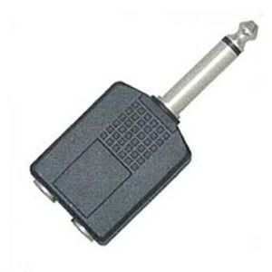 Cable Adaptor From 2 x 1/4 inch Mono Jack to 1/4 inch Mono Plug