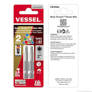 Drill Bits: Neck Torsion Power Bits T20 50mm 2PC Carded NTTX2050P2 NTTX2050P2