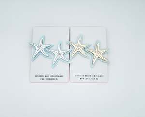 Statement Earrings: STARFISH STUD LARGE Pastel blue-silver