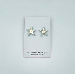 STARFISH STUD Pastel blue-gold